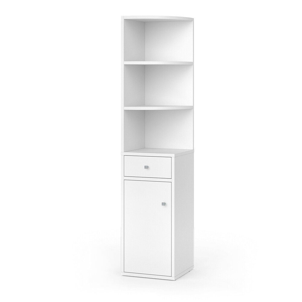 Vicco Eckregal Larry Weiß 30 x 135,5 cm mit Tür und Schublade