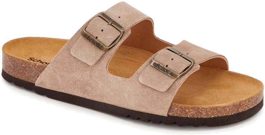 Scholl Sandalen Julien 2 Riemen Suede Heren Donkerbeige