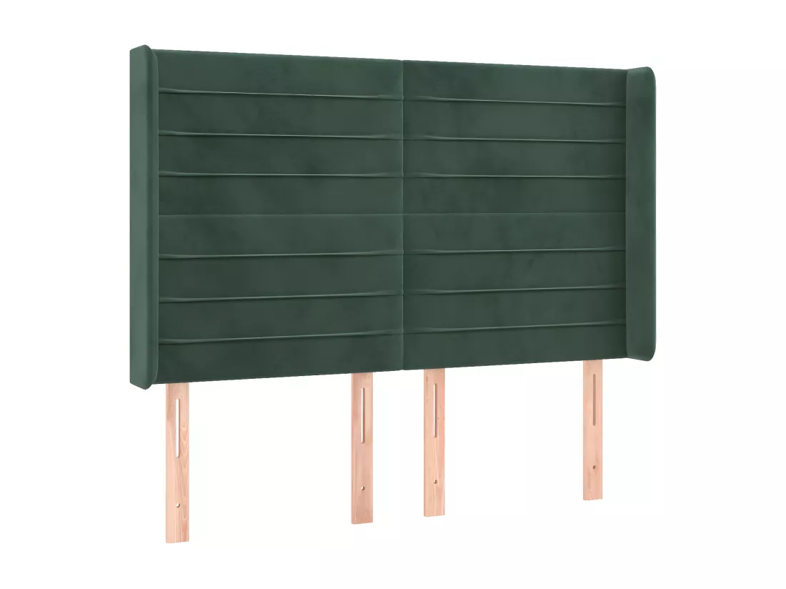 Sommier tapissier matelas et LED Vert foncé 140x200 cm Velours