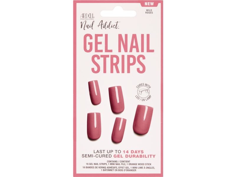 Ardell Gel Nail Strips Wild Roses 16 Stück Nagellack, der nicht trocknen muss, nicht absplittert und auch noch länger hält
