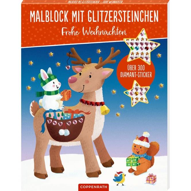 Malblock mit Glitzersteinchen - Frohe Weihnachten