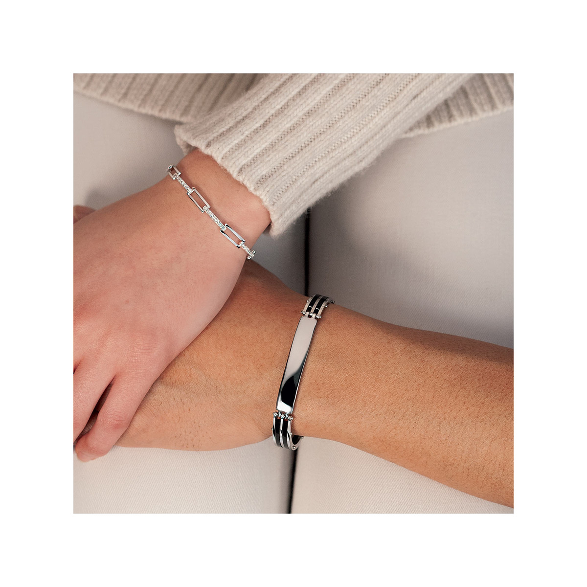 Bracelet identité acier acrylique personnalisable 19 cm