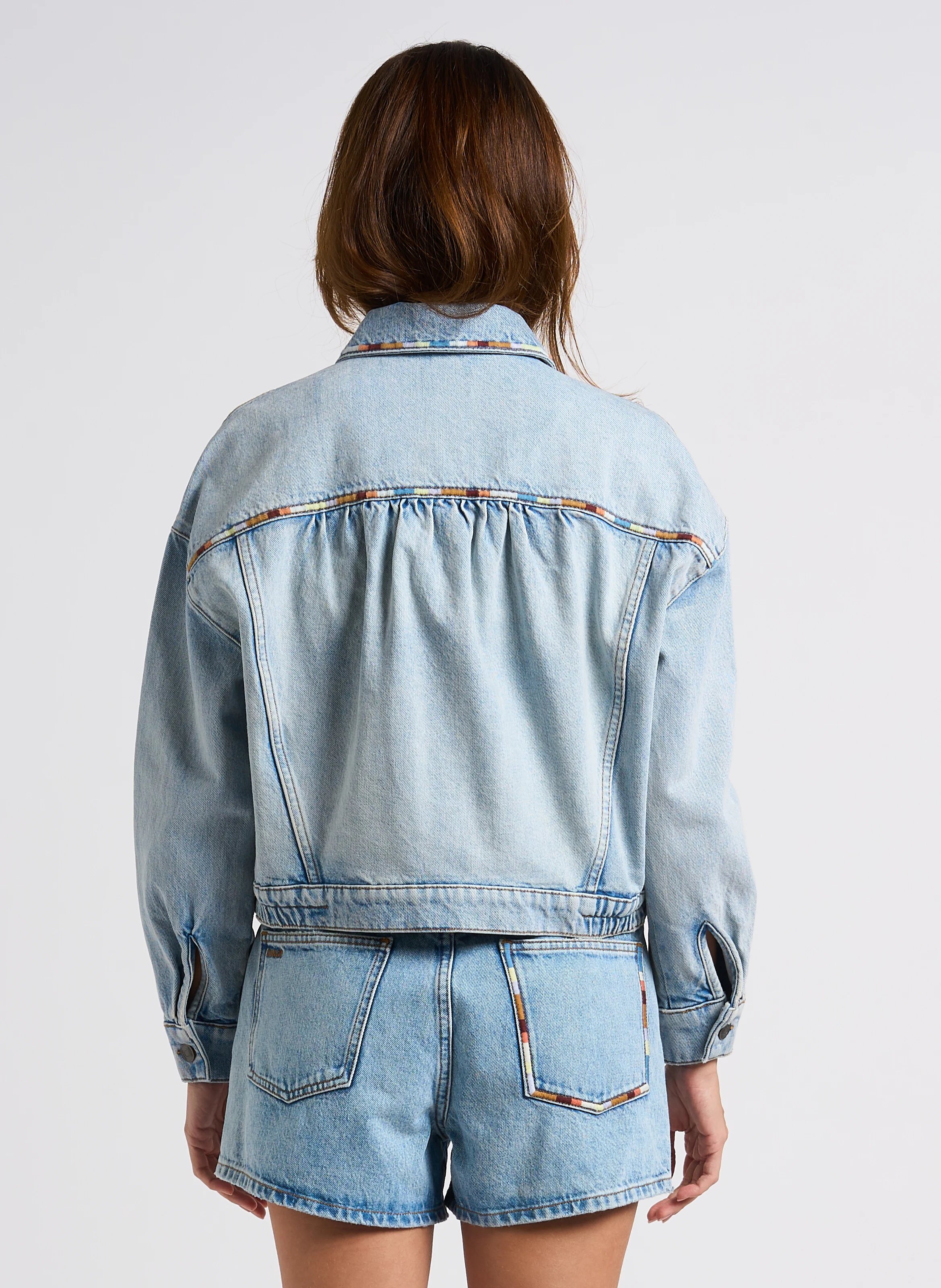 FOX - Veste denim brodée en coton | Bleu