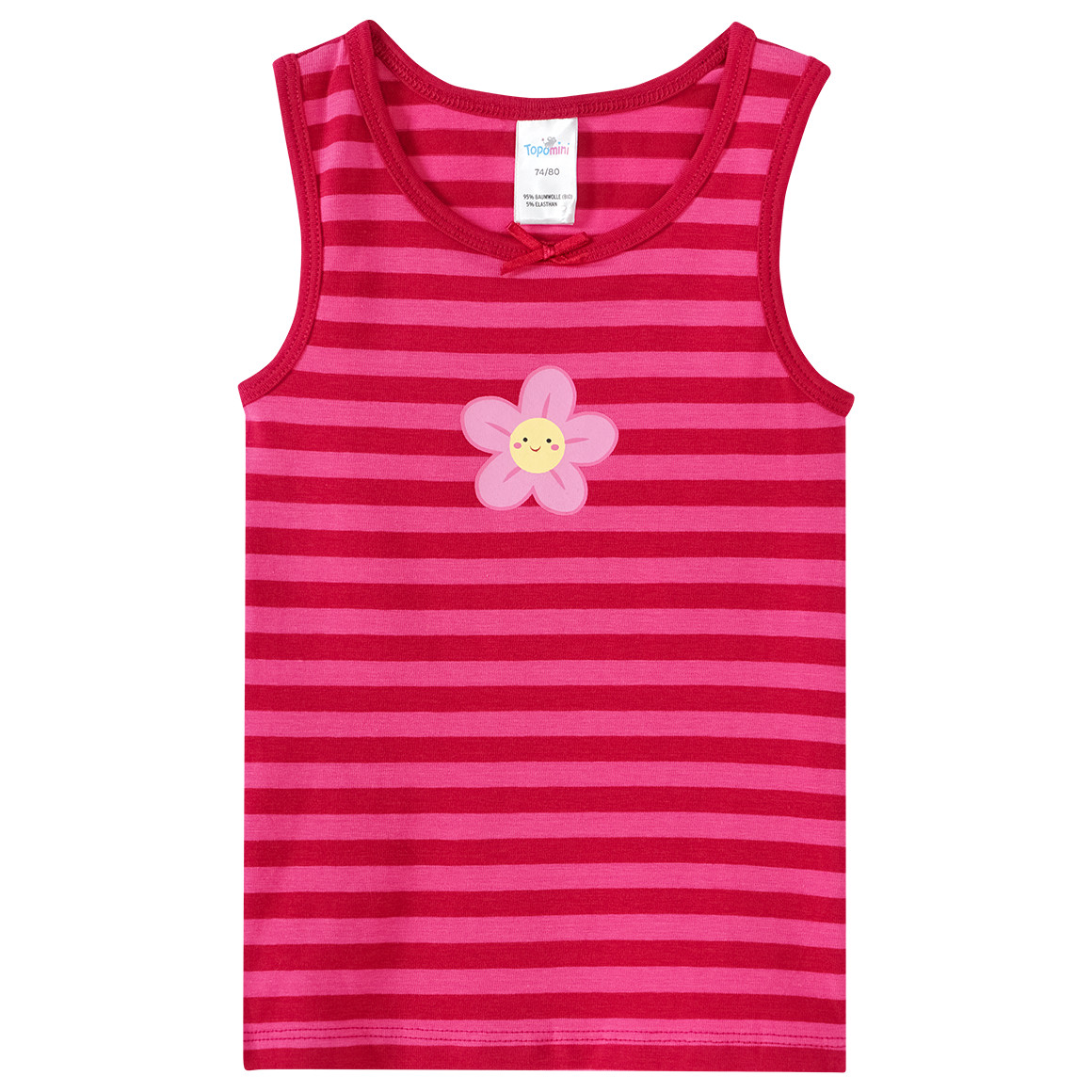 Topomini 2 Baby Unterhemden mit verschiedenen Prints pink / hellblau