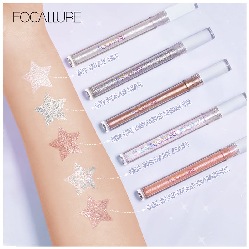 FOCALLURE - GLITTERING Vloeibare Oogschaduw - 7 Kleuren