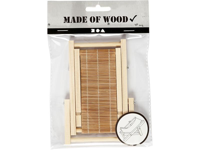 Creativ Company Mini-Möbel Liegestuhl 7.5 x 9.5 cm 1 Stück Liegestuhl aus hellem Holz