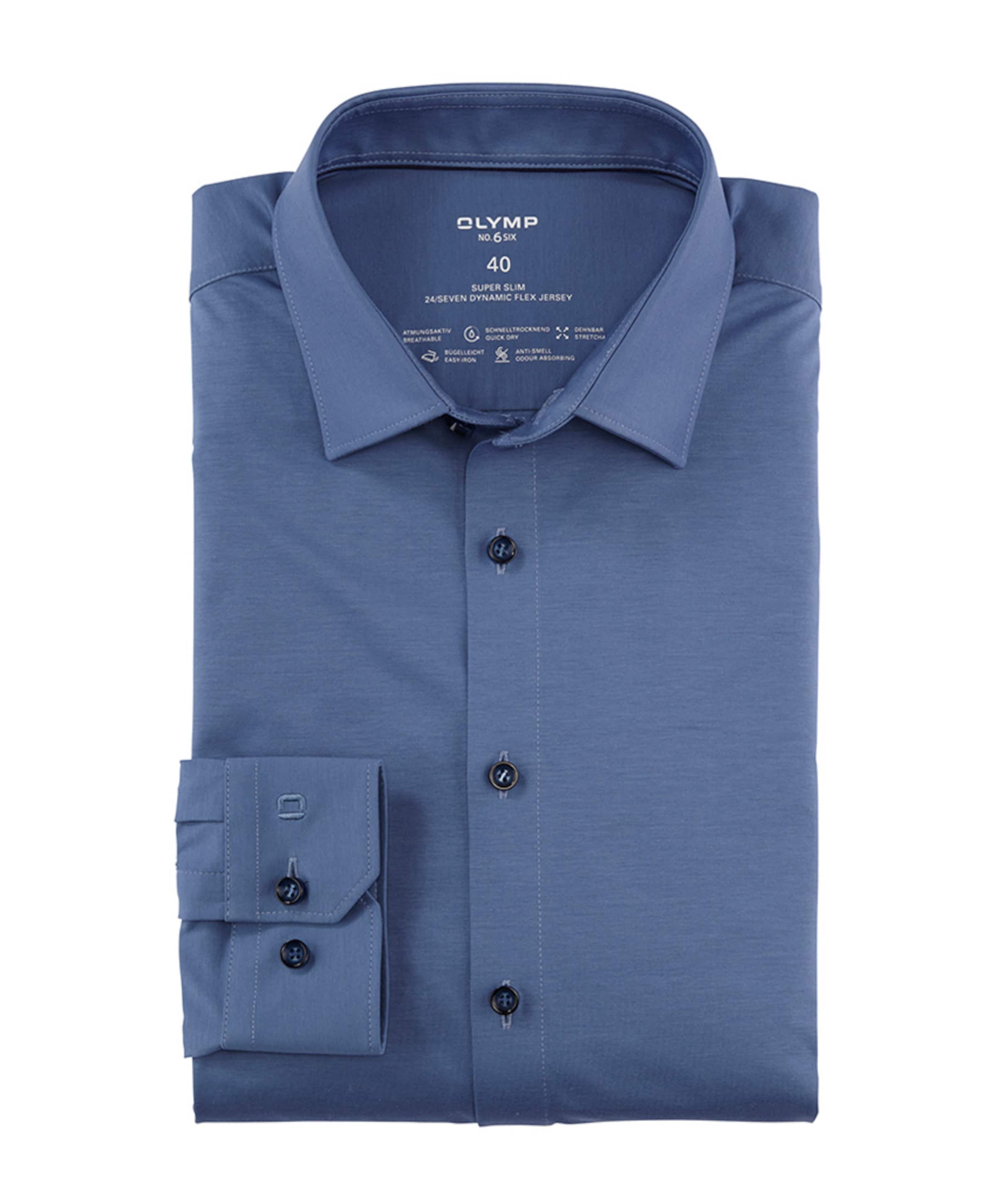 Olymp no6 Heren overhemd lange mouw blauw