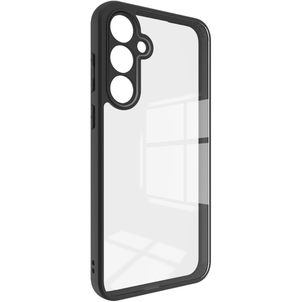 Samsung Galaxy A55 Hybrid Hardcase Hülle TPU Bumper   Kunststoff Rückseite mit Kameraschutz - Transparent / Schwarz