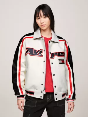 Jaqueta de couro unissex Tommy x Avirex
