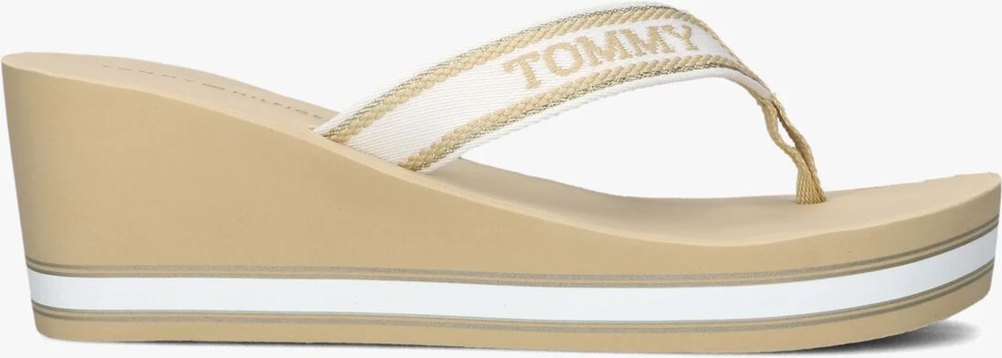 TOMMY HILFIGER beige tommy hilfiger teenslippers hilfiger wedge beach