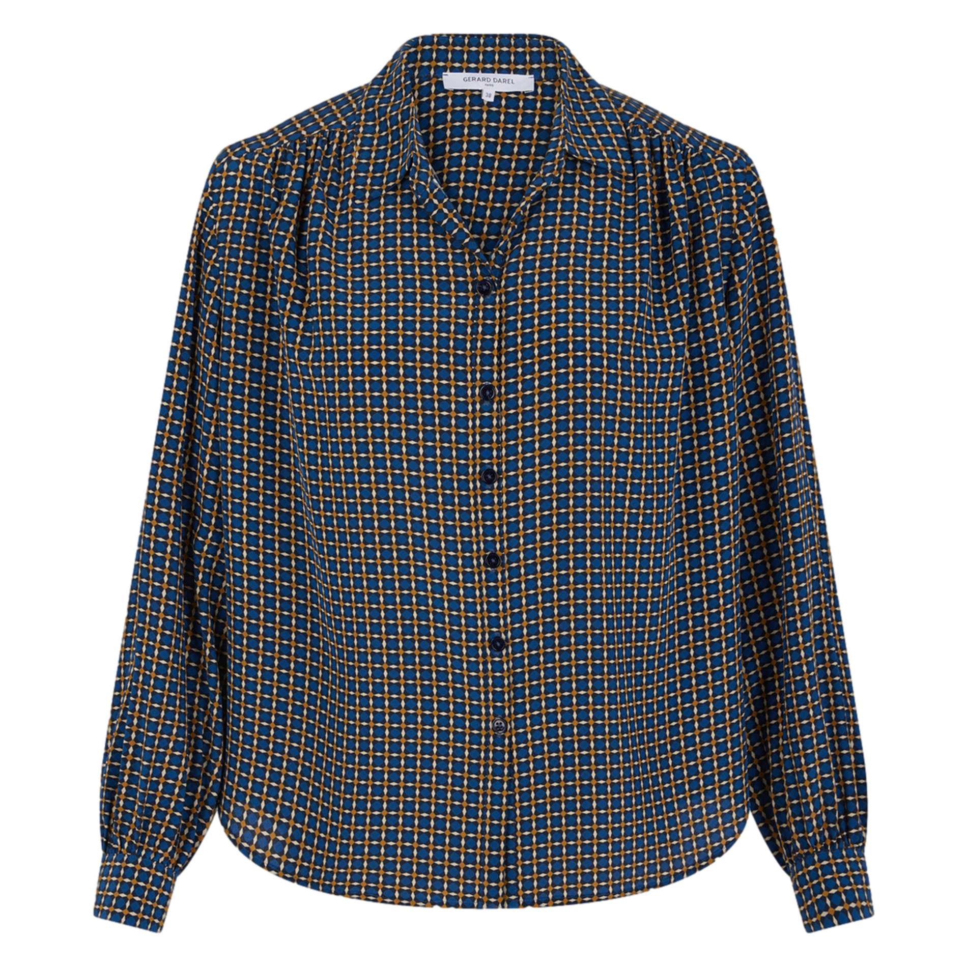 BASTIA - Chemise ample col classique en soie imprimée | Bleu
