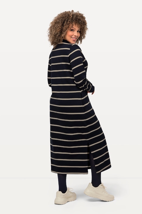 Sweatkleid, Ringel, V-Ausschnitt, Langarm, Taschen