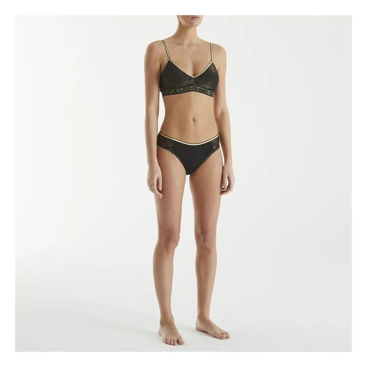 La Nouvelle Brassière Georgia Métalisée Elastique Large | Noir