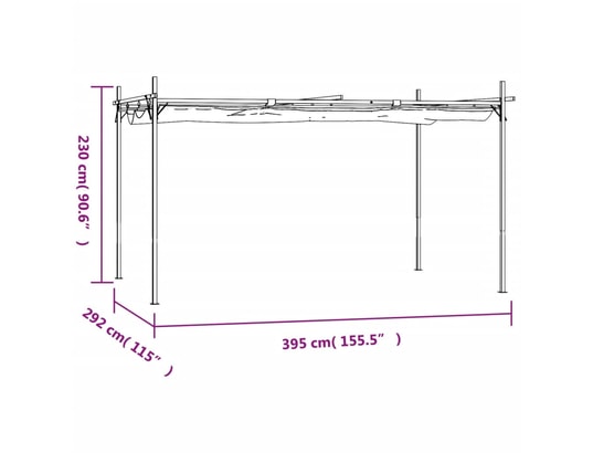 VIDAXL - Pergola avec toit rétractable anthracite 395x292x230 cm