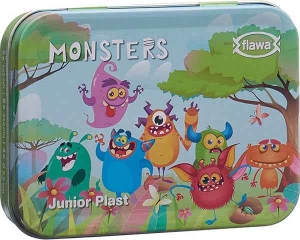 Flawa Junior Pflaster Strips Monster Tin Box, 20 Stück
