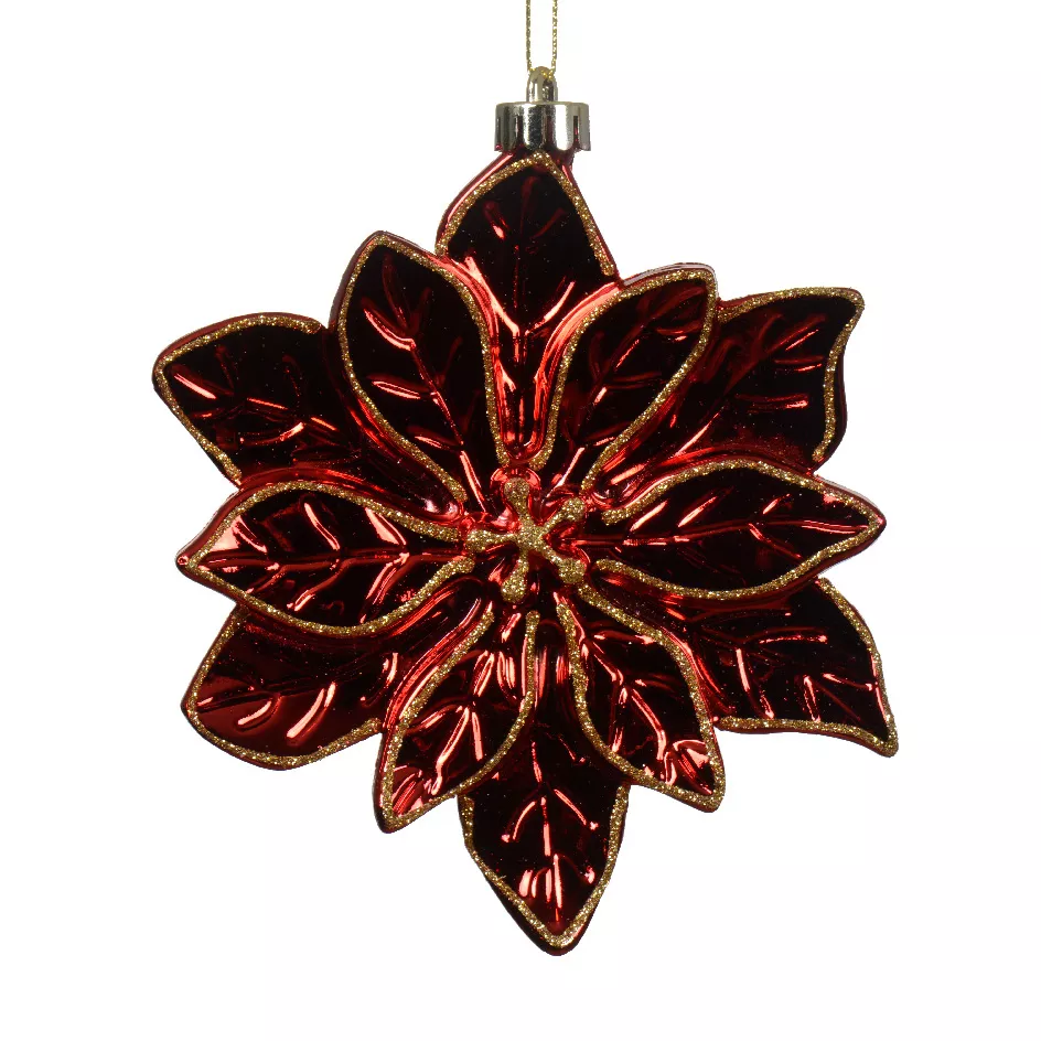 Poinsettia de Noël à suspendre (D14 cm) Incassable Rouge brillant
