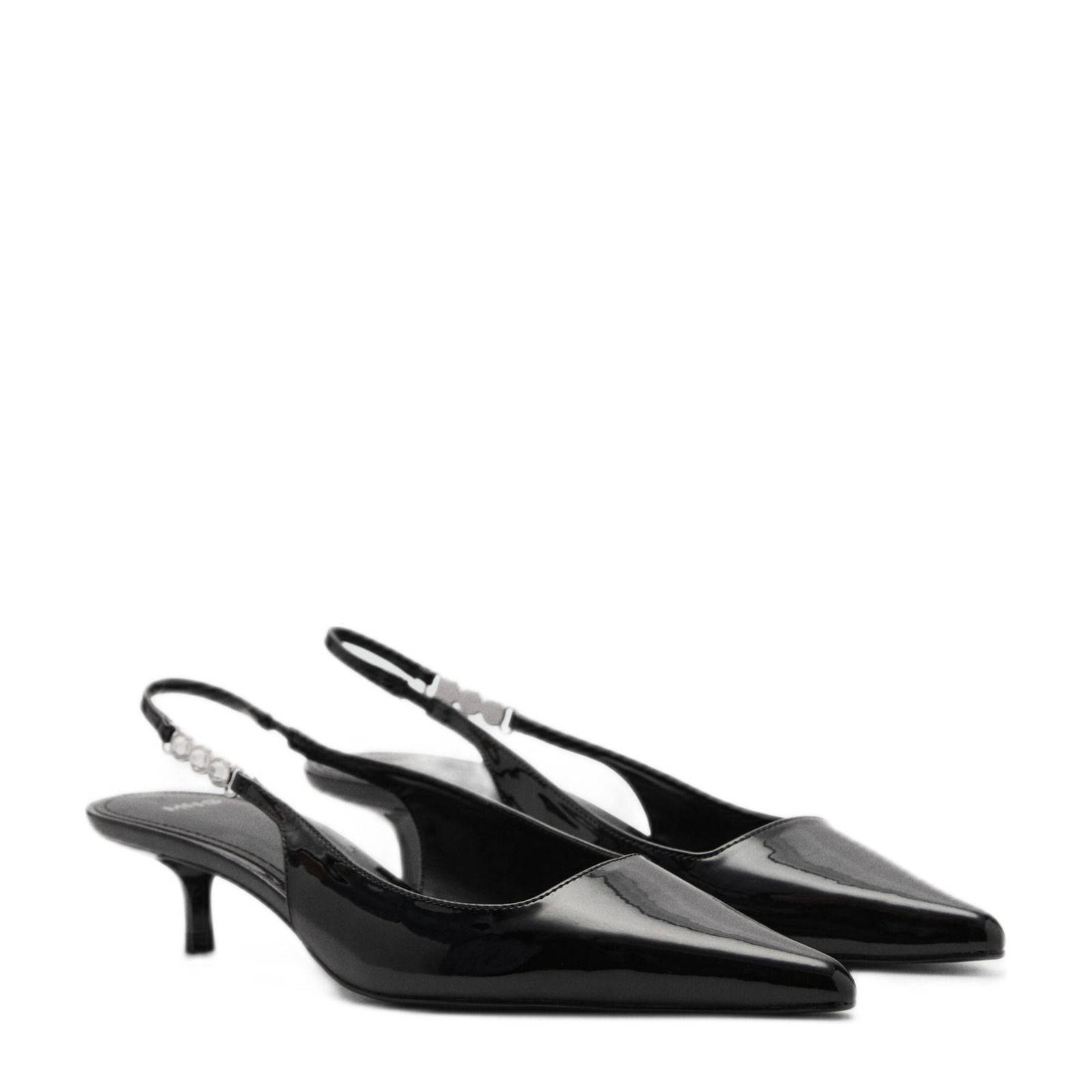 Mango lak slingback pumps zwart