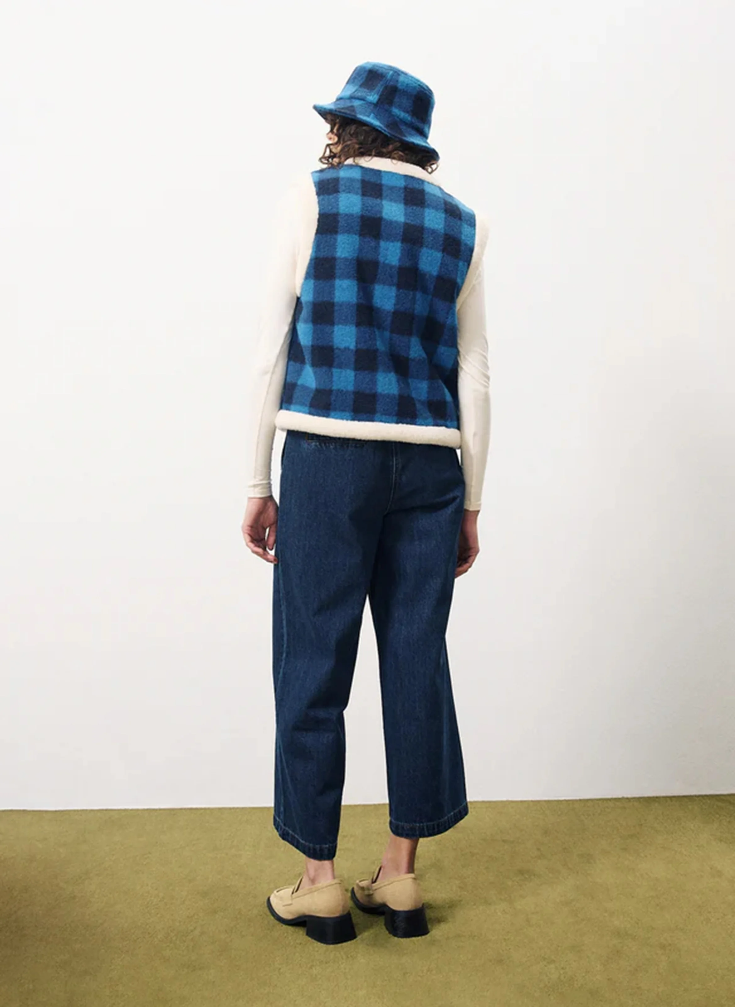 SIMONE - Gilet court réversible imprimé| Bleu