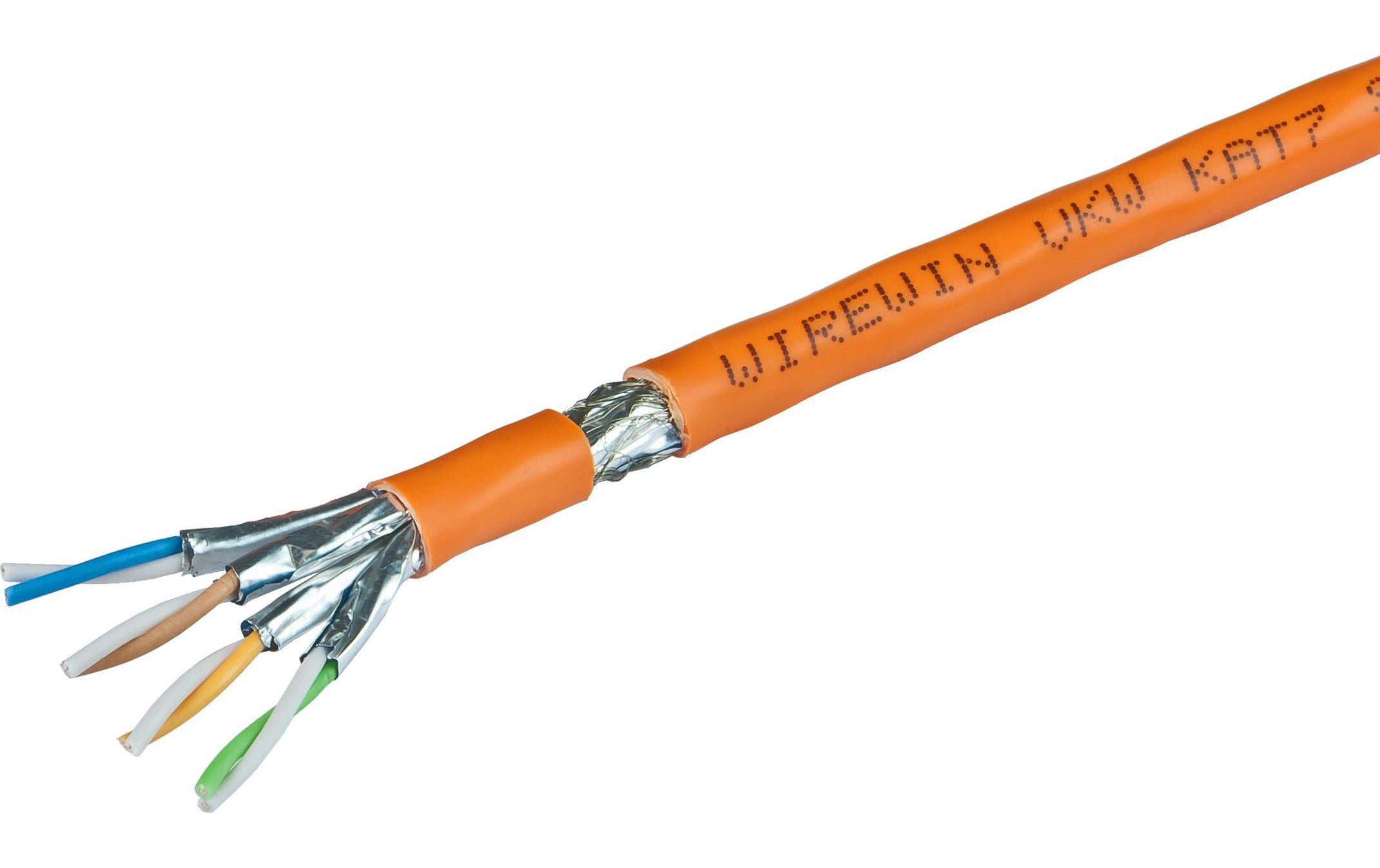 Verlegekabel VKW SFTP K7 LSOH3 Cat 7, S/FTP, 1000 m, Orange<br>KAT7 Verlegekabel, S/FTP, 1000 MHz, LSOH3, Single, 1000m
