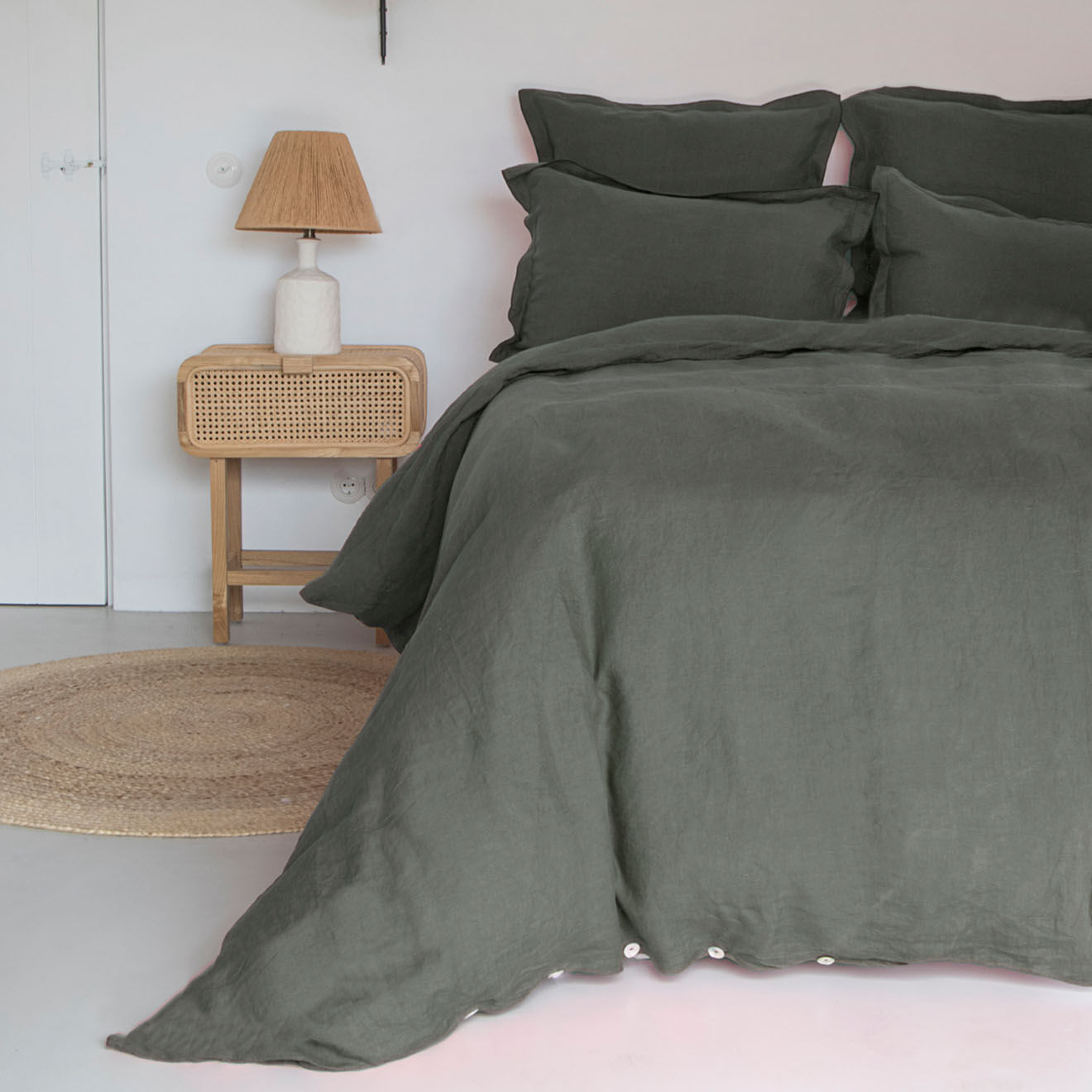 Febronie Home Drap housse 100% Lin Hortense kaki