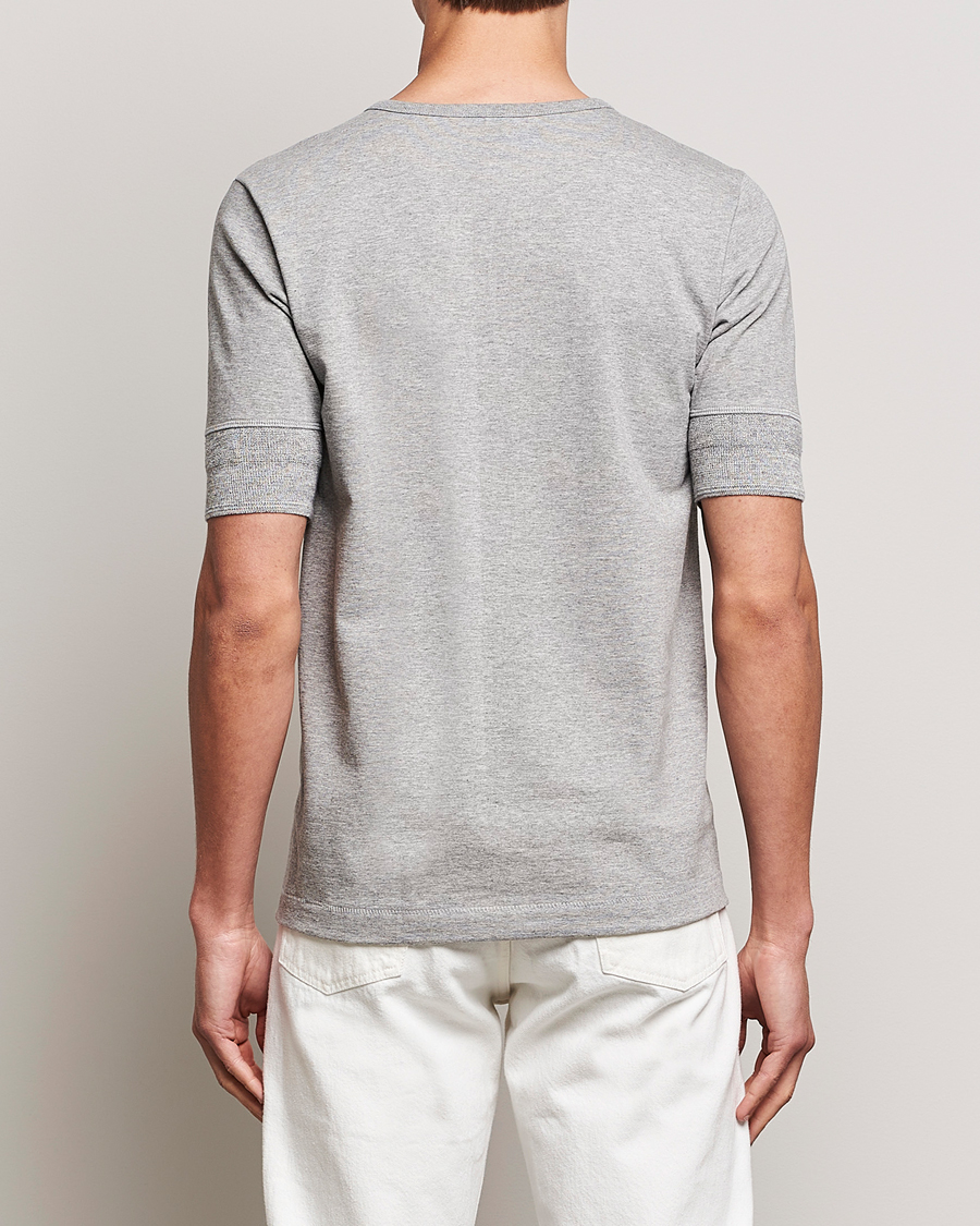 Merz b. Schwanen Short Sleeve Organic Cotton Henley Grey Mel