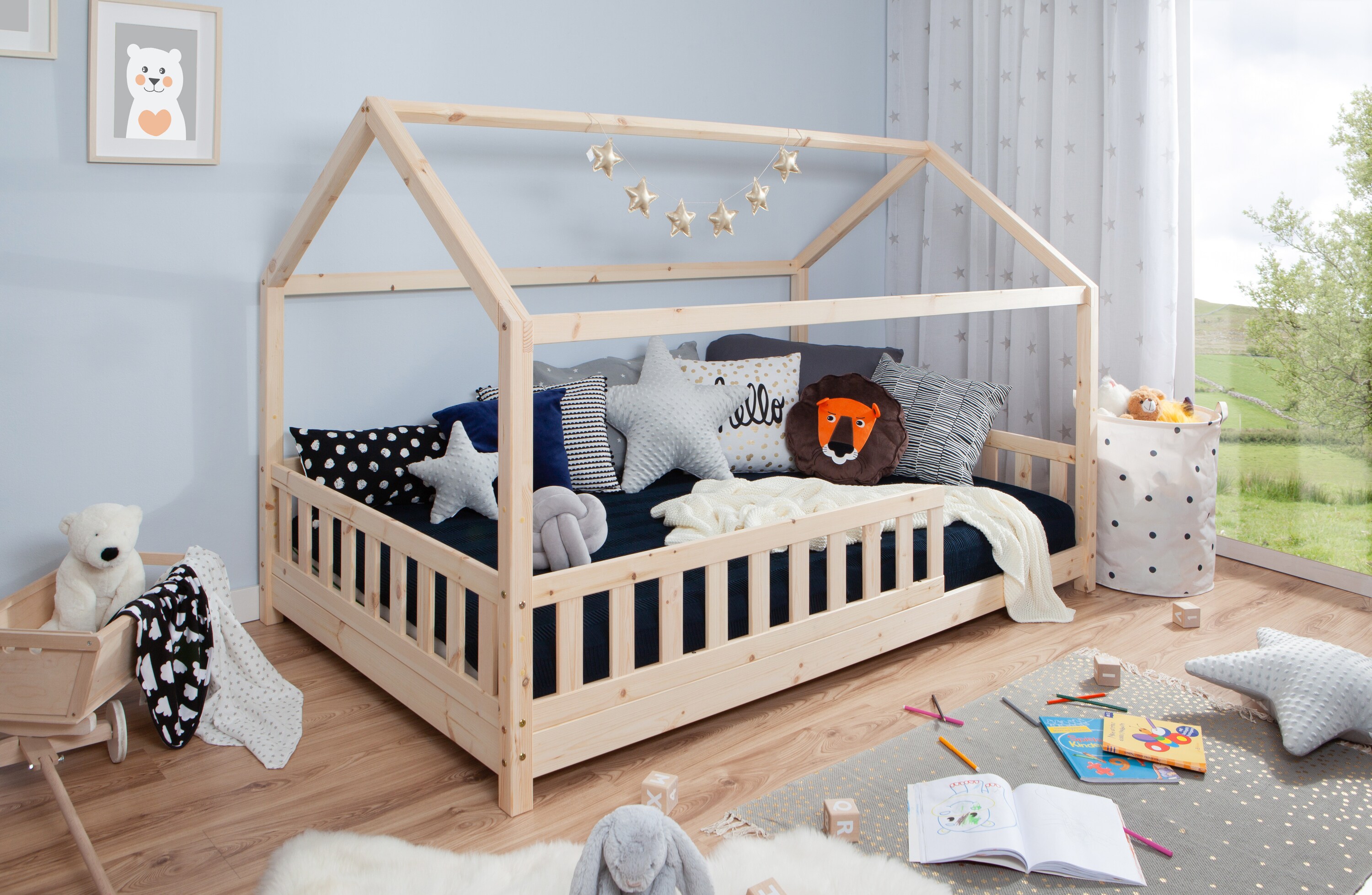 TiCAA Kinderbett Hausbett 