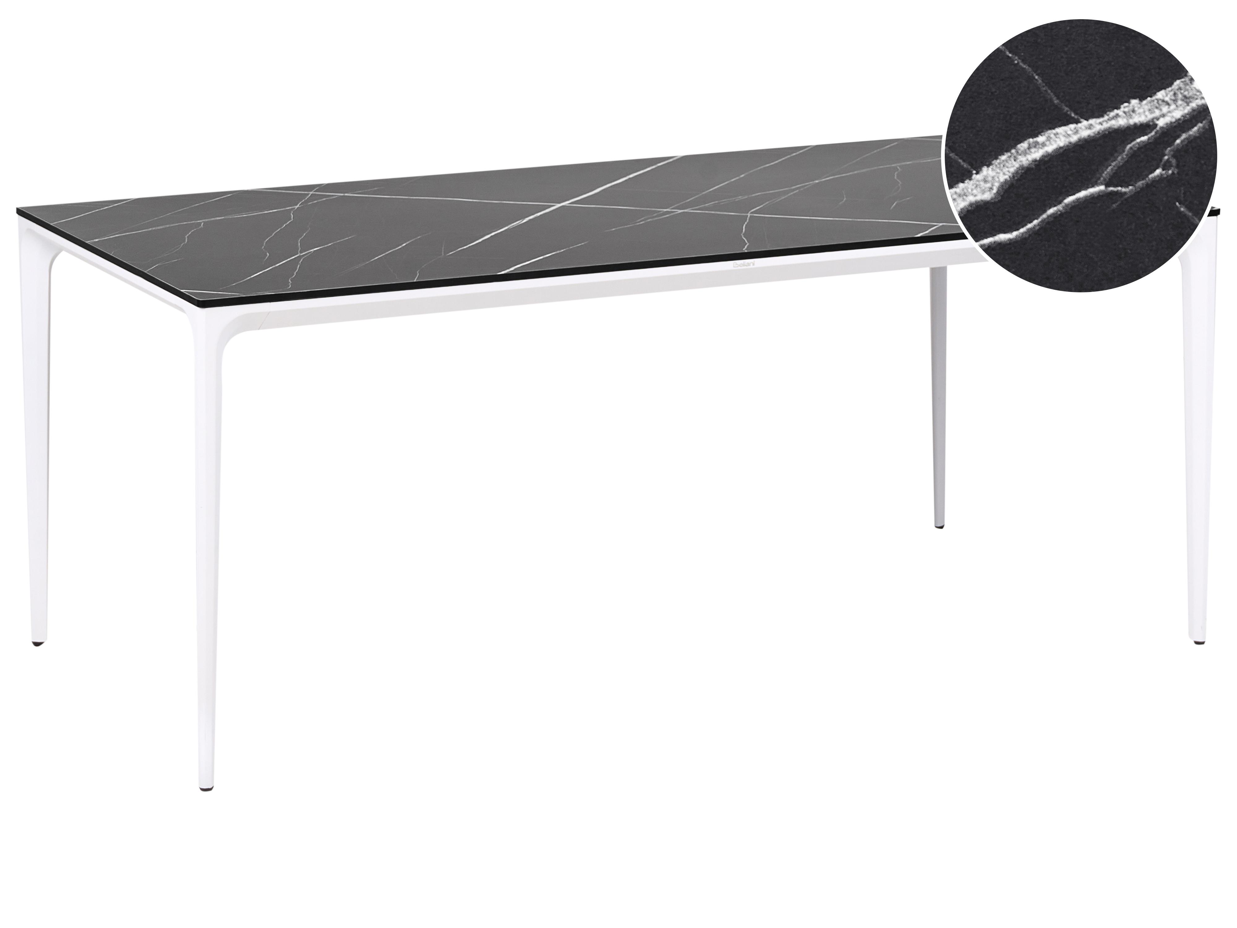 Tuin eettafel SOVARETO 180 cm 90 cm Marmereffect Zwart marmer