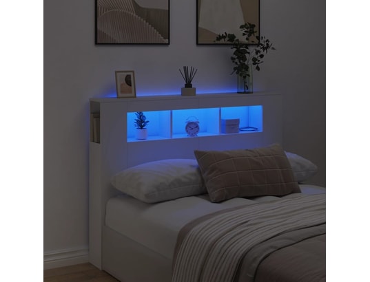 VIDAXL - Tête de lit à led blanc 140x18,5x103,5 cm bois d'ingénierie