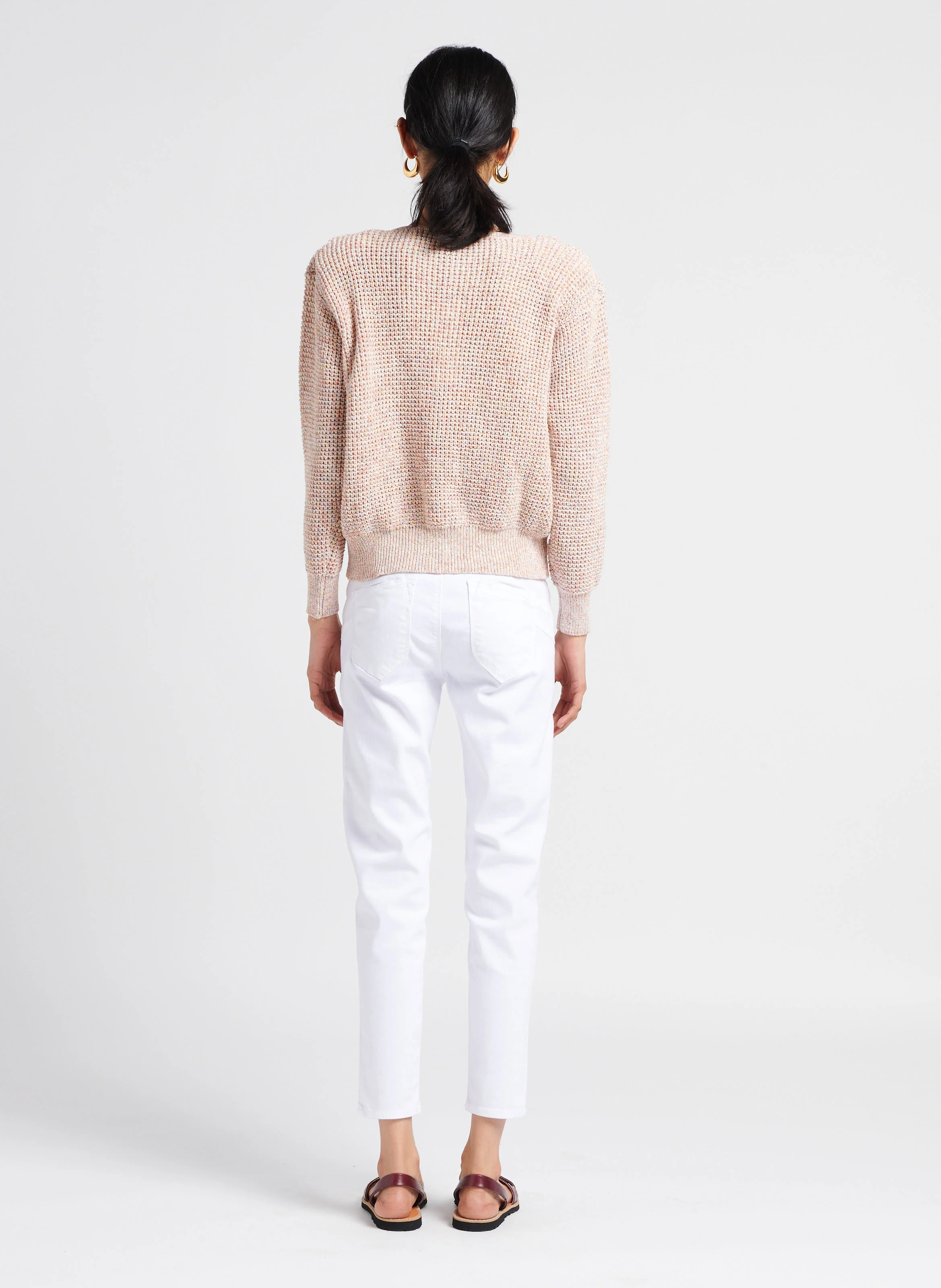 Jean slim taille haute en coton stretch | Blanc