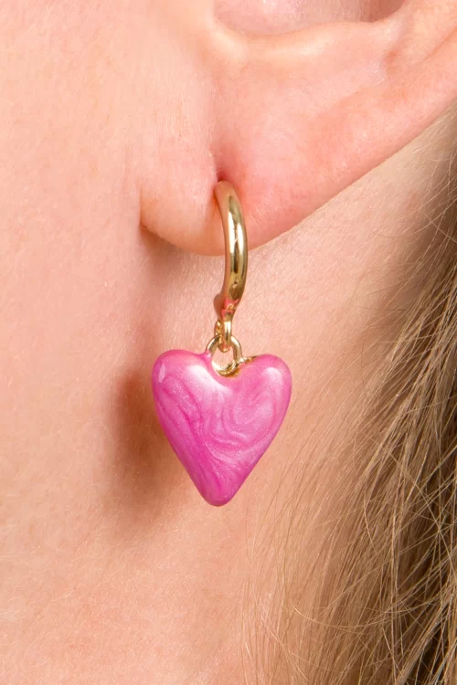 Day&Eve by Go Dutch Label Heart Dangle Hoop oorbellen in roze