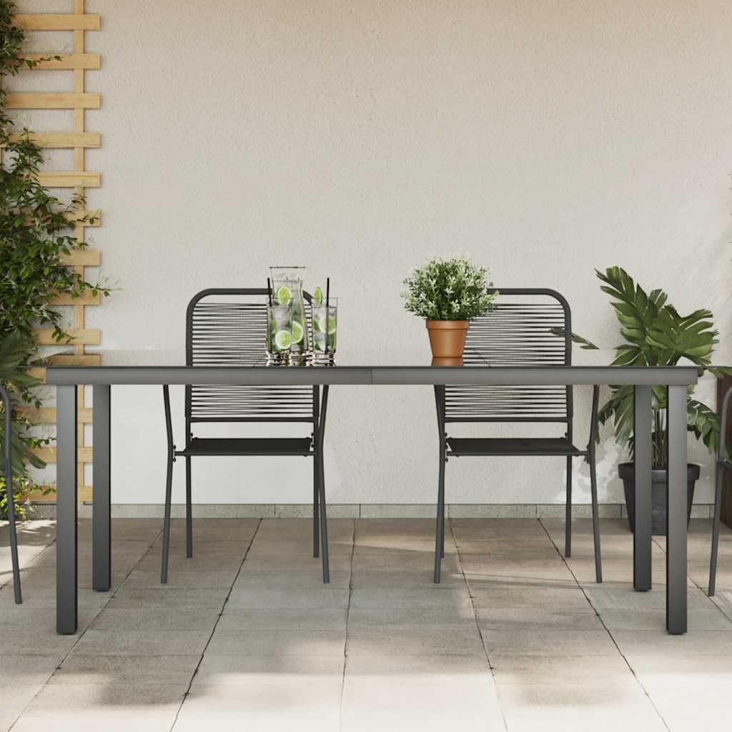 vidaXL Garten Esstisch Witterungsbeständig Gartentisch Gartenmöbel Tisch Balkontisch Terrassentisch Glas Aluminium 190x90x74cm Schwarz