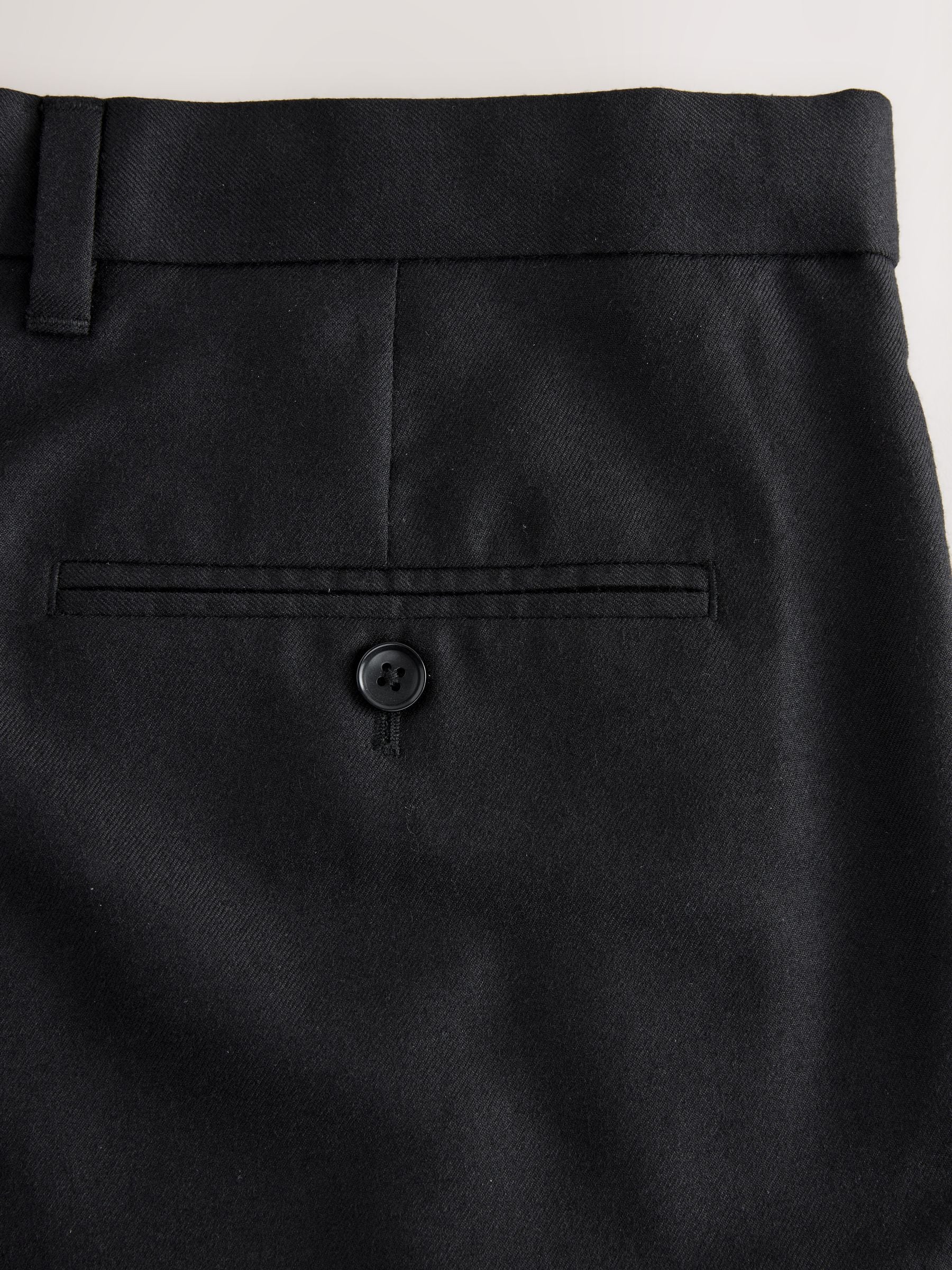 Zwart - Normale Pasvorm - Signature - 100% Wollen broek met Motion Flex-tailleband