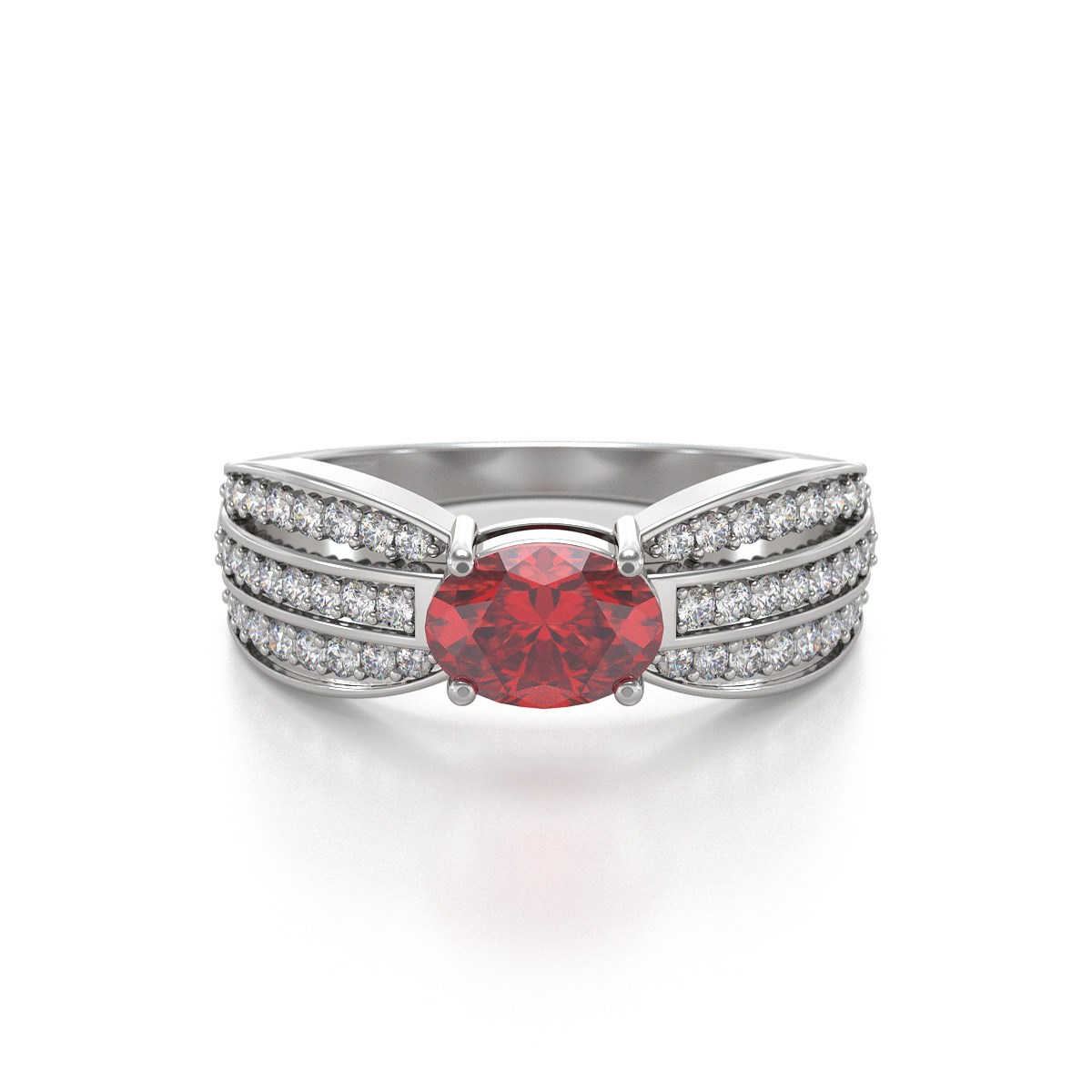 Bague ADEN Rubis et diamants sur Argent 925 2.89grs