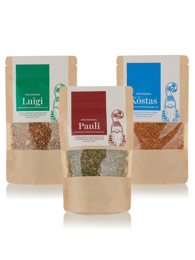 Kräuterzwerge, 3-teiliges Gourmet-Kräuter Vorrats-Set