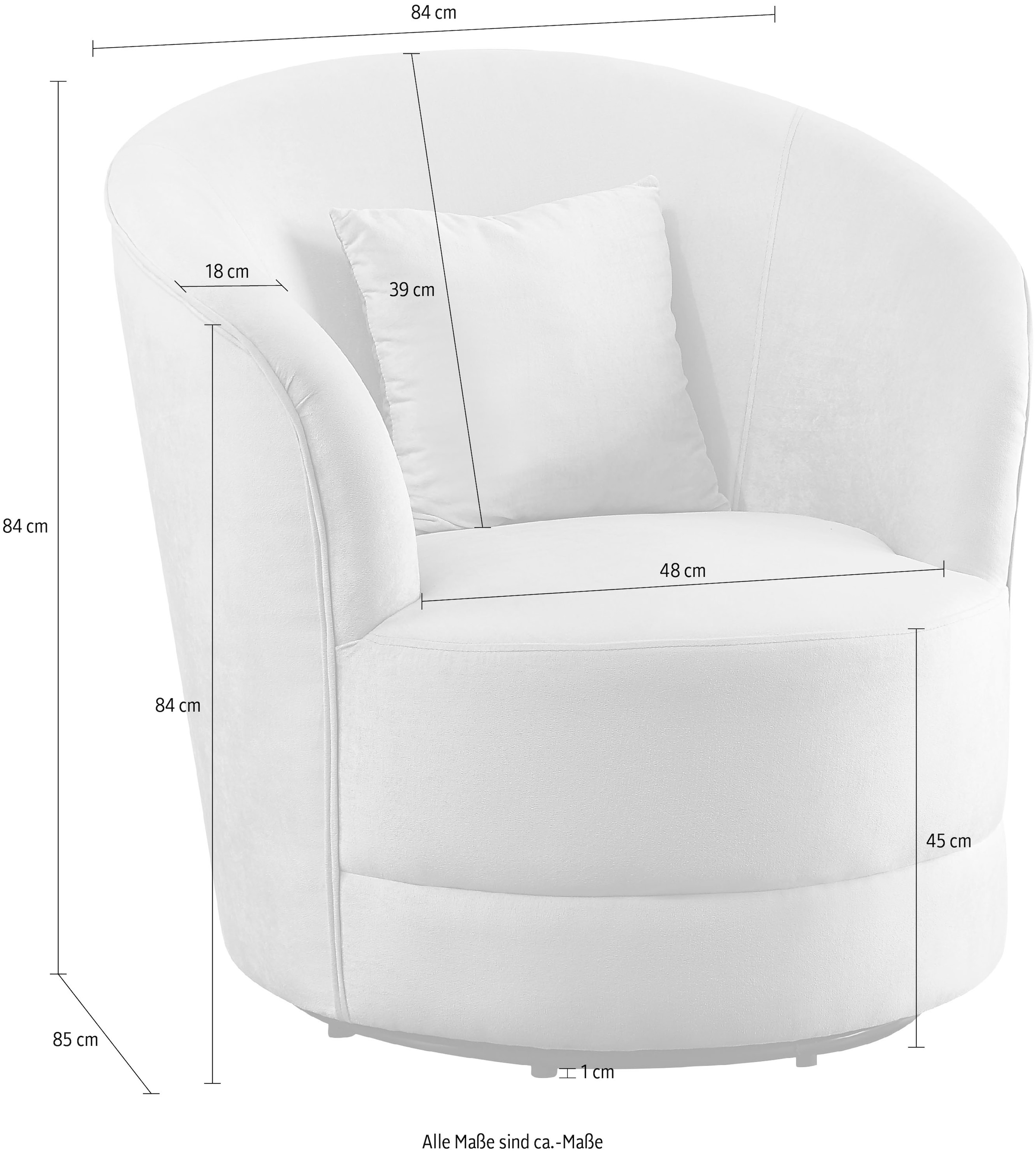 ATLANTIC home collection Drehsessel »Colin« 360Â° frei drehend, in Samtveloursbezug, inkl. Zierkissen