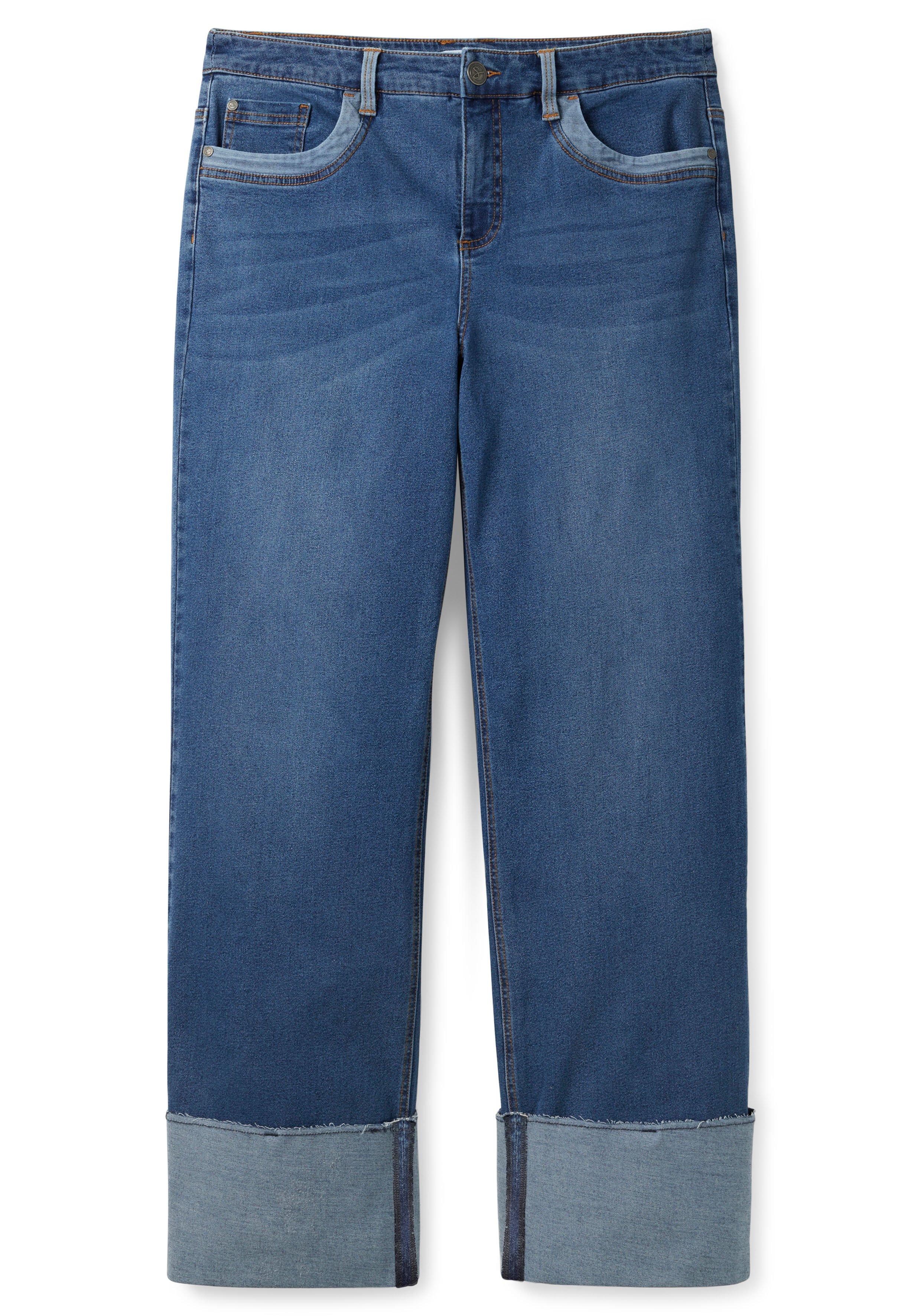 Jeans in Curvy-Schnitt ELLA mit breitem Umschlag