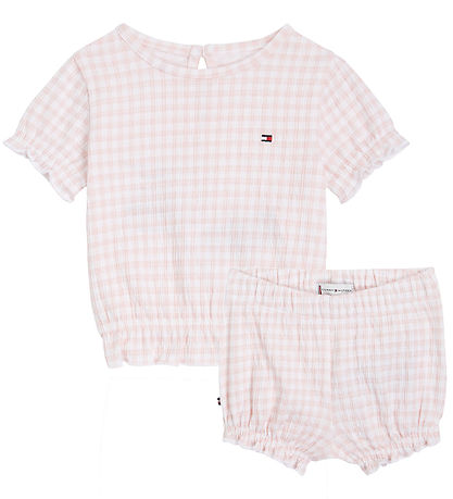 Tommy Hilfiger S?t - T-shirt/Bloomers - Ruffle Gingham - White/P