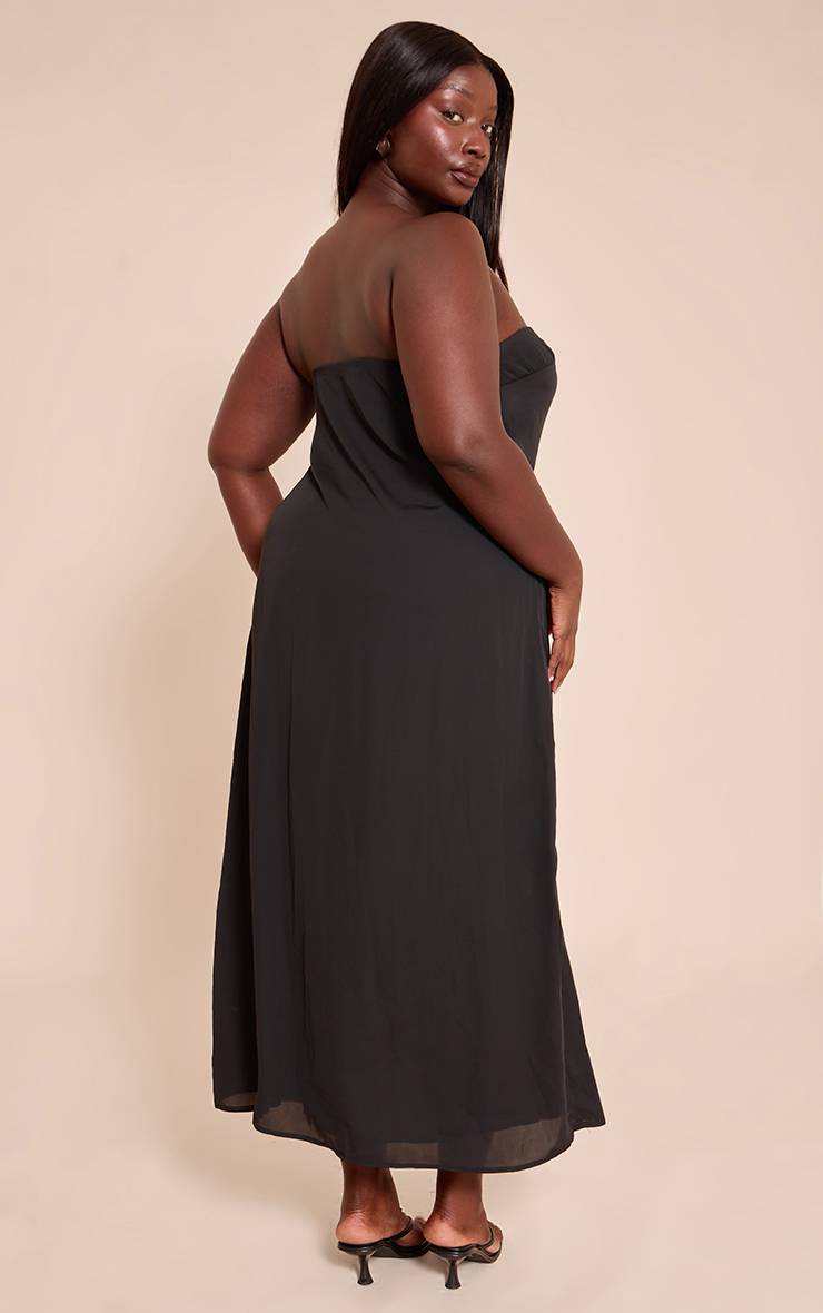 Noir Robe Maxi Colonne Bandeau Imprimé Plumes Grande Taille