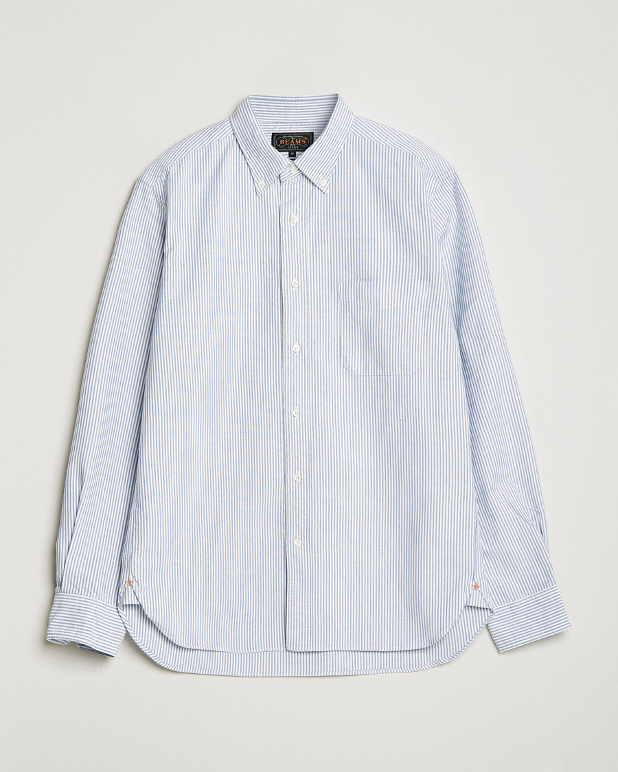 BEAMS PLUS Oxford Button Down Shirt Blue Stripe