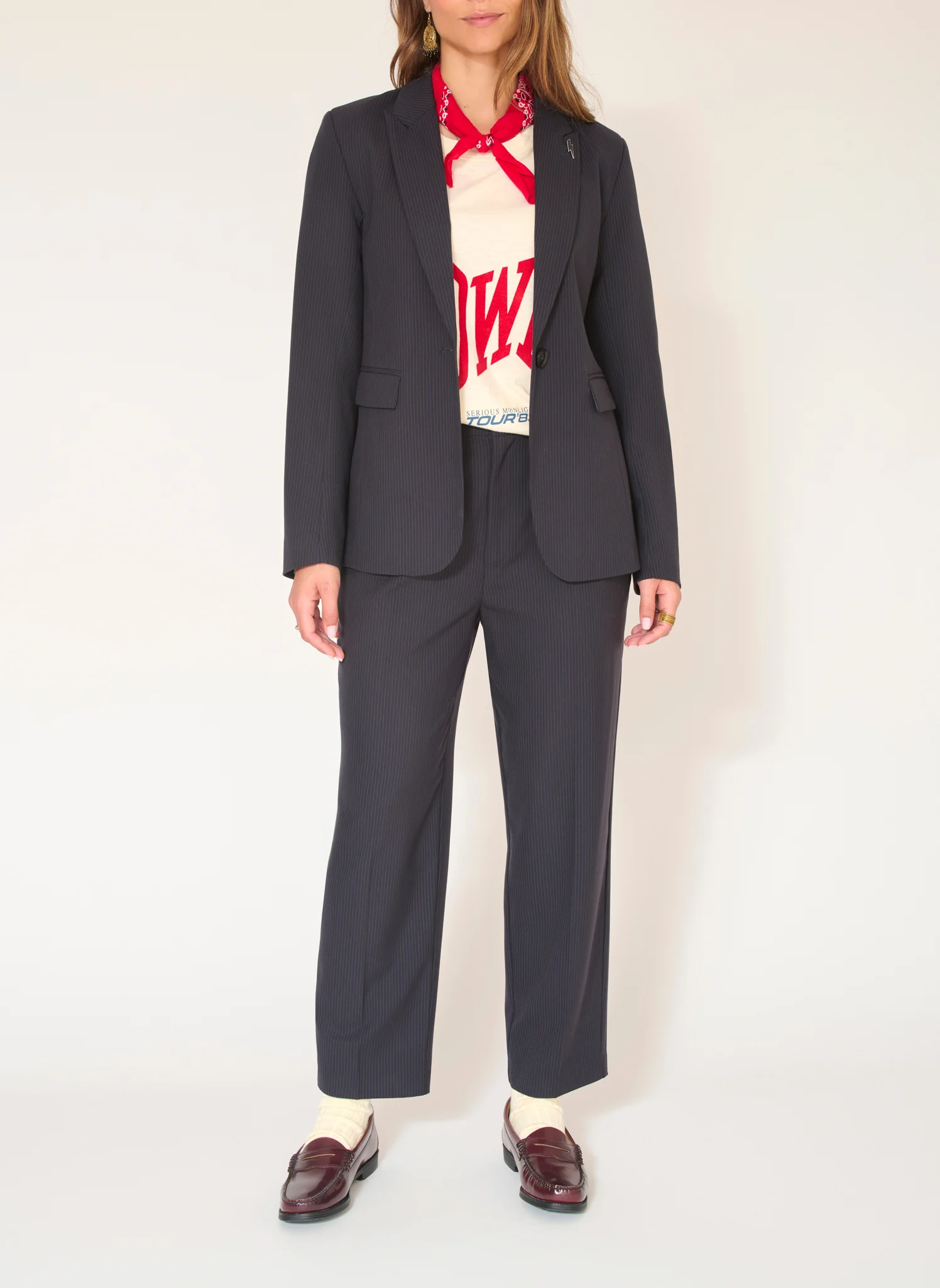 VENIA - Veste de tailleur rayée | Bleu