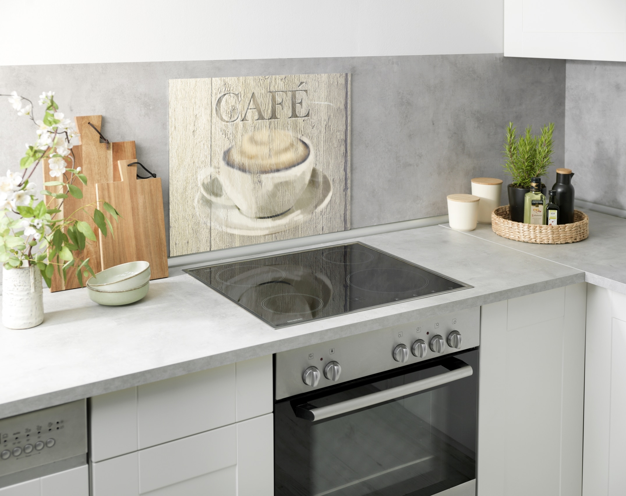 WENKO Spritzschutz »Modell Café« Küchenrückwand für Herd oder Spüle, gehärtetes Glas