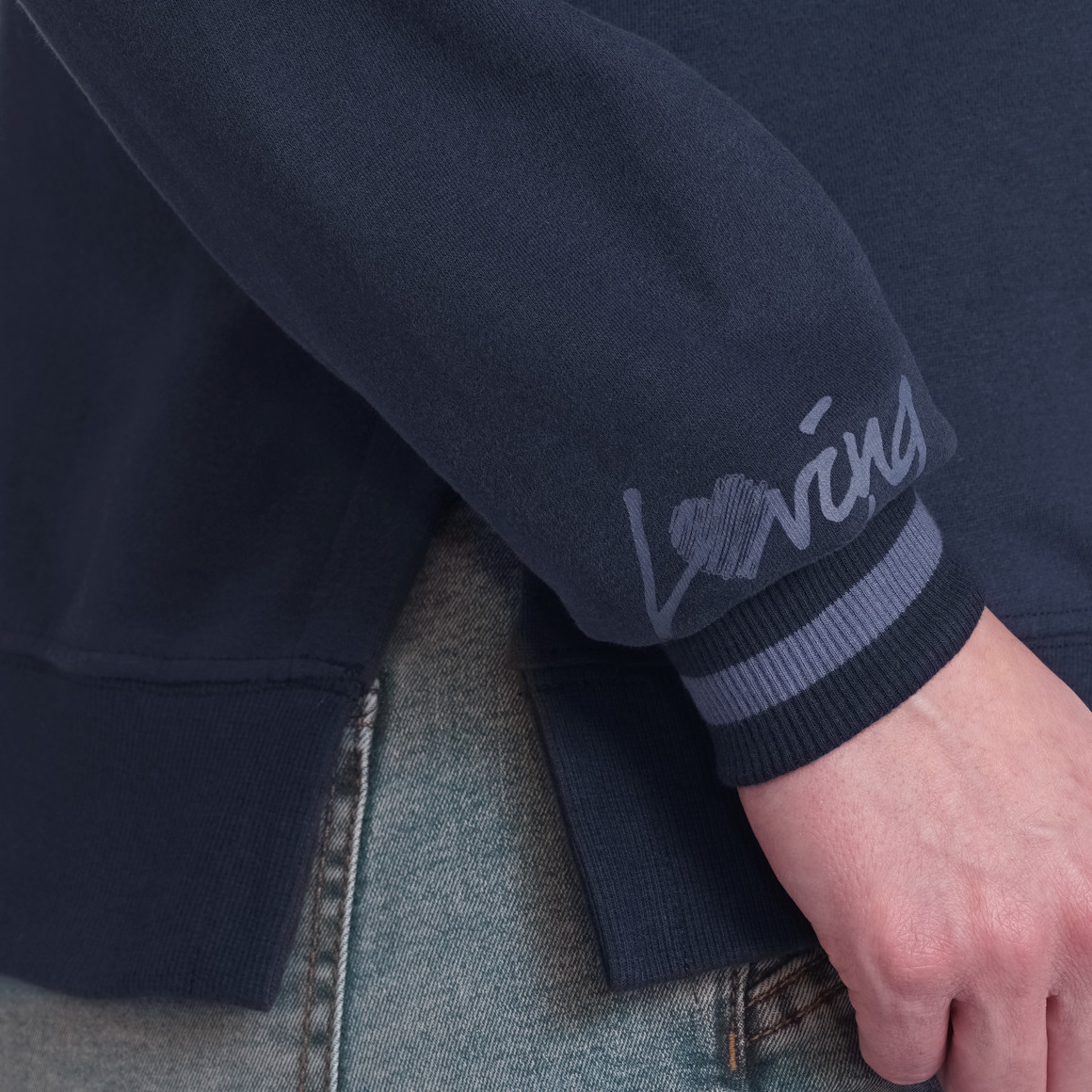 Gina Damen Sweatshirt mit Pailletten dunkelblau