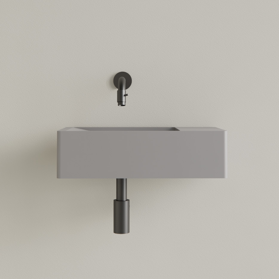 Sanigoods Luko fontein 40x22cm rechts zonder kraangat leigrijs