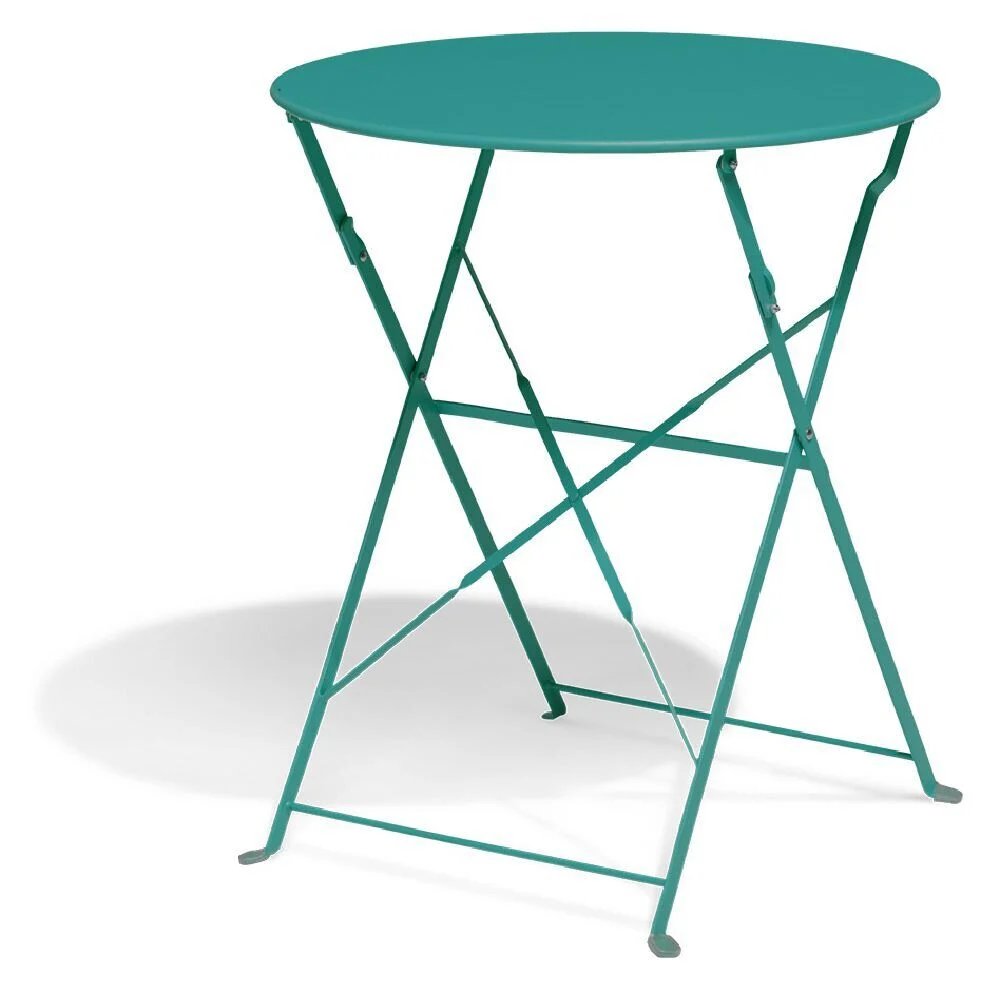 Table de jardin ronde Rio pliante métal bleu Ø60cmxH70cm