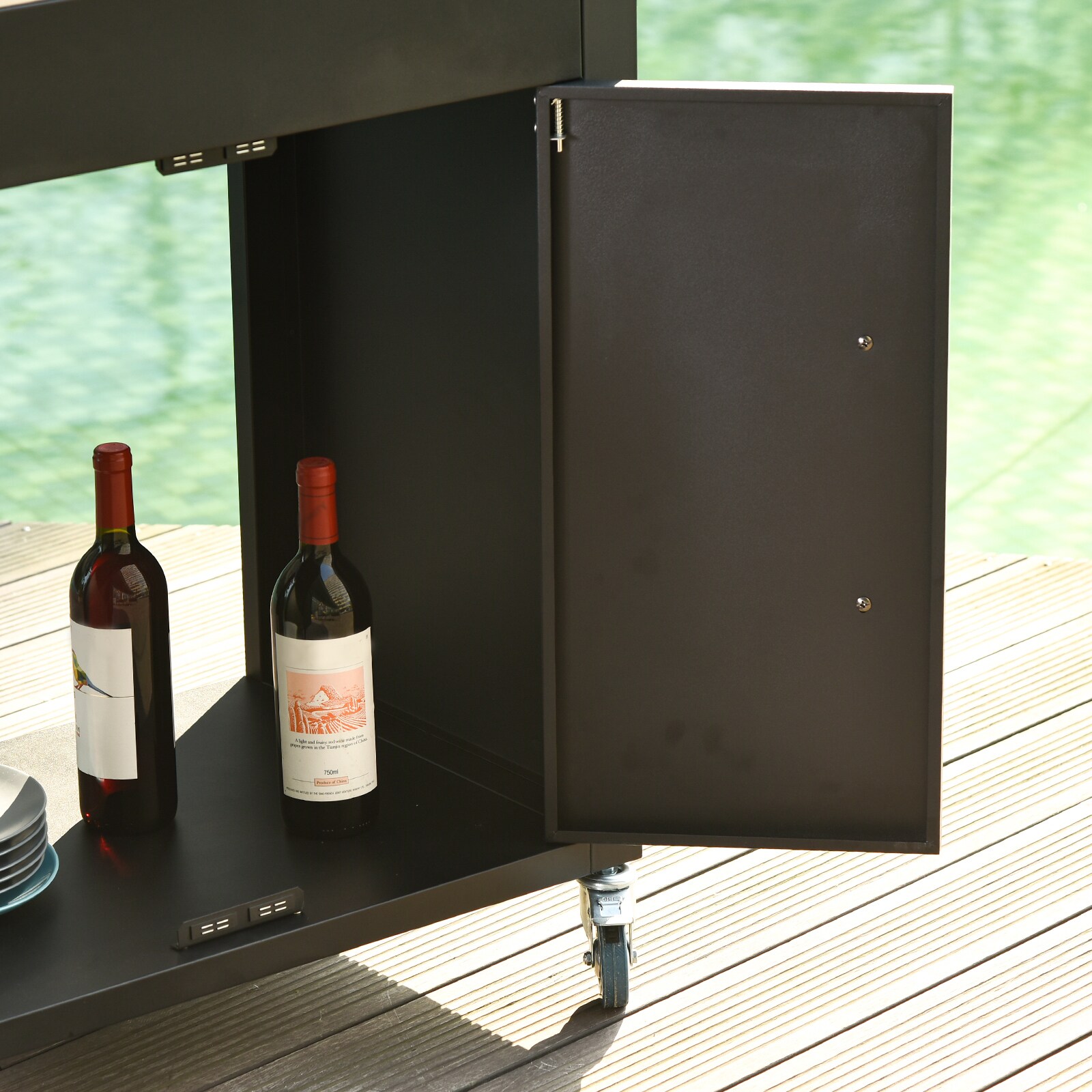 HOMCOM Küchenschrank auf Rollen schwarz 86 x 50 x 84,5 cm (BxTxH)