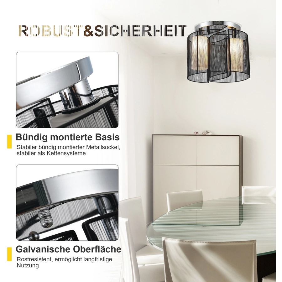 HOMCOM Deckenlampe 2-flammig schwarz