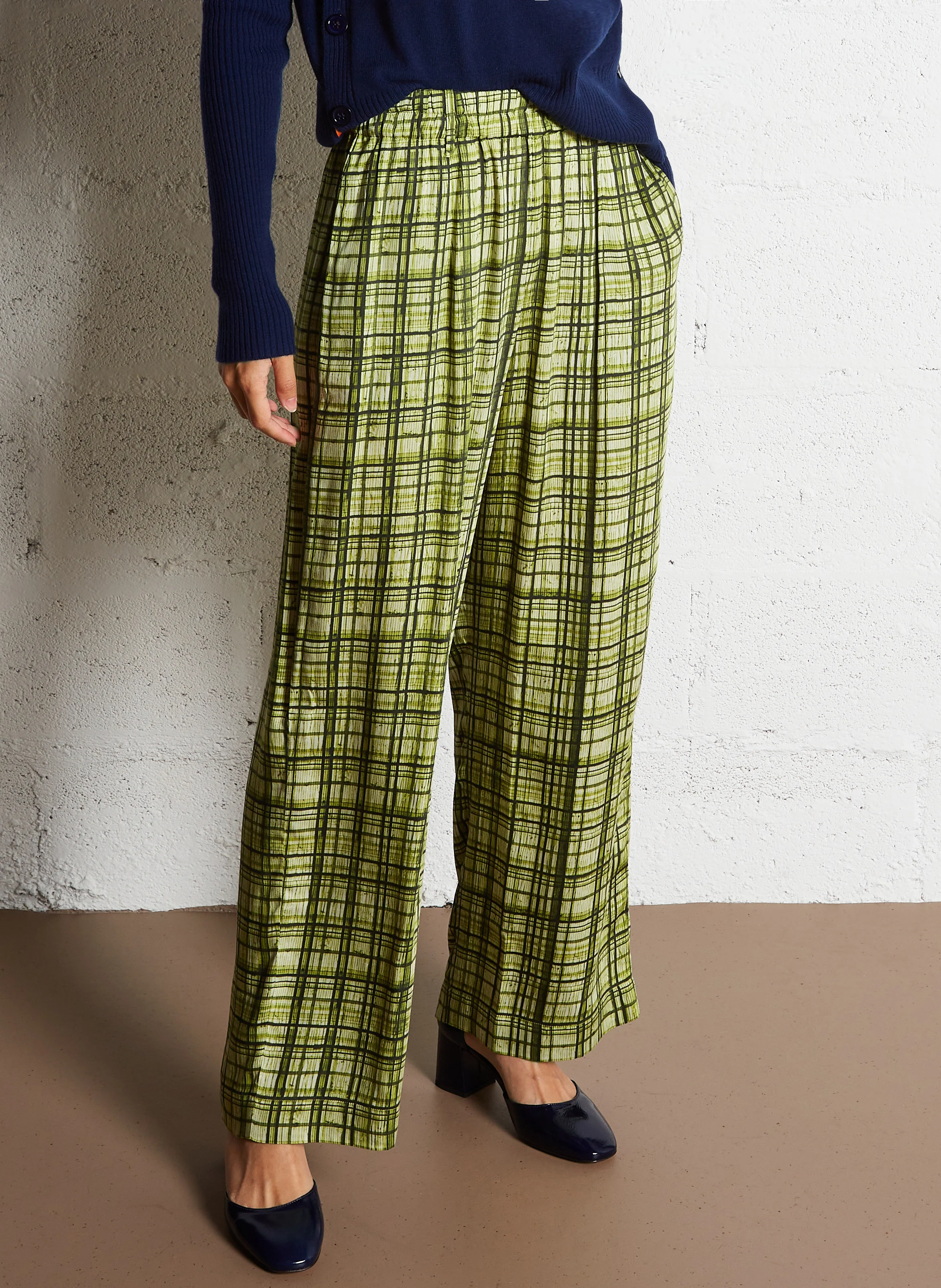 LIANNE - Pantalon large imprimé | Vert