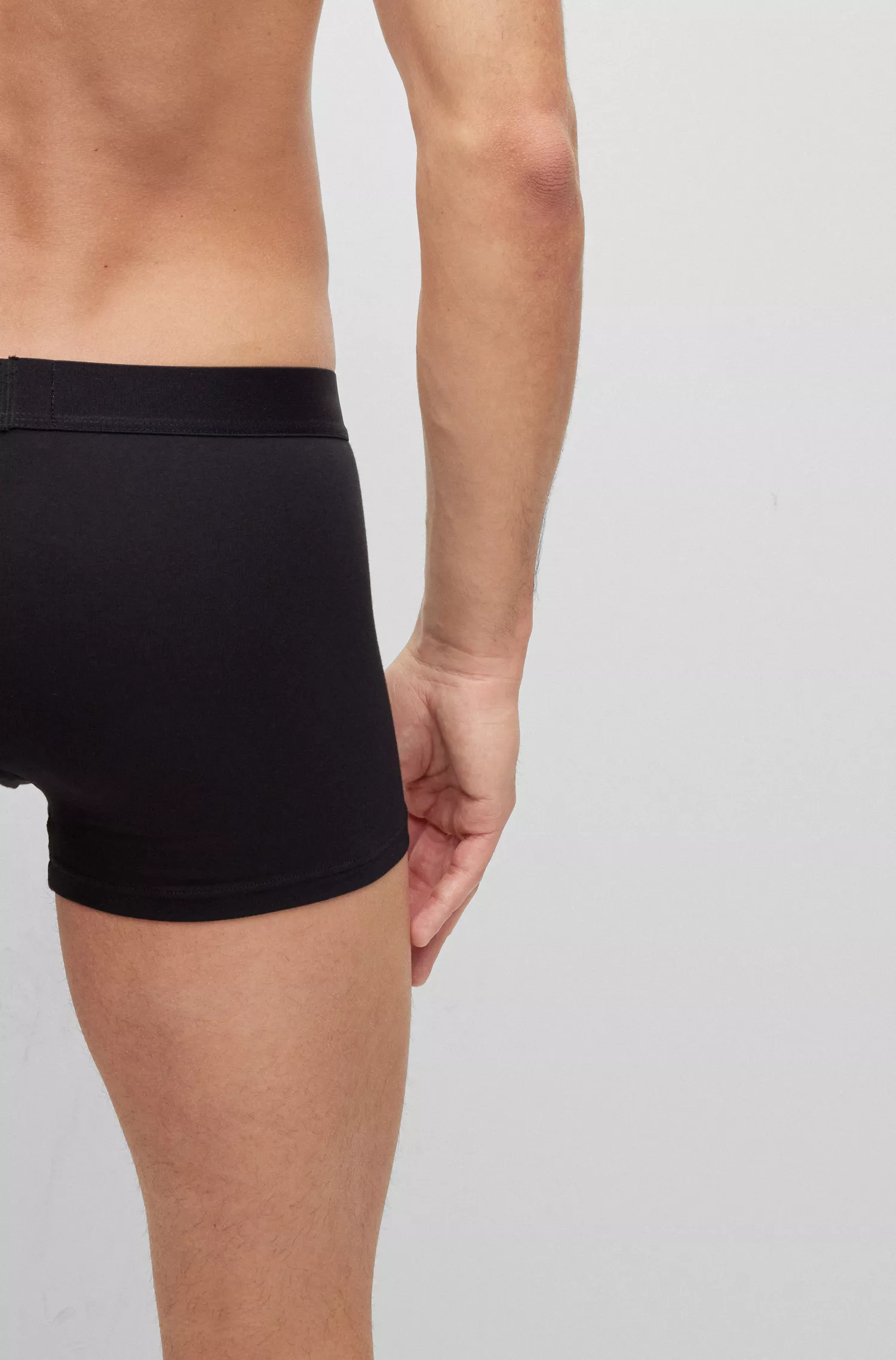 BOSS Preto - Pacote com duas cuecas boxer de algodão elástico com cós com logotipo.