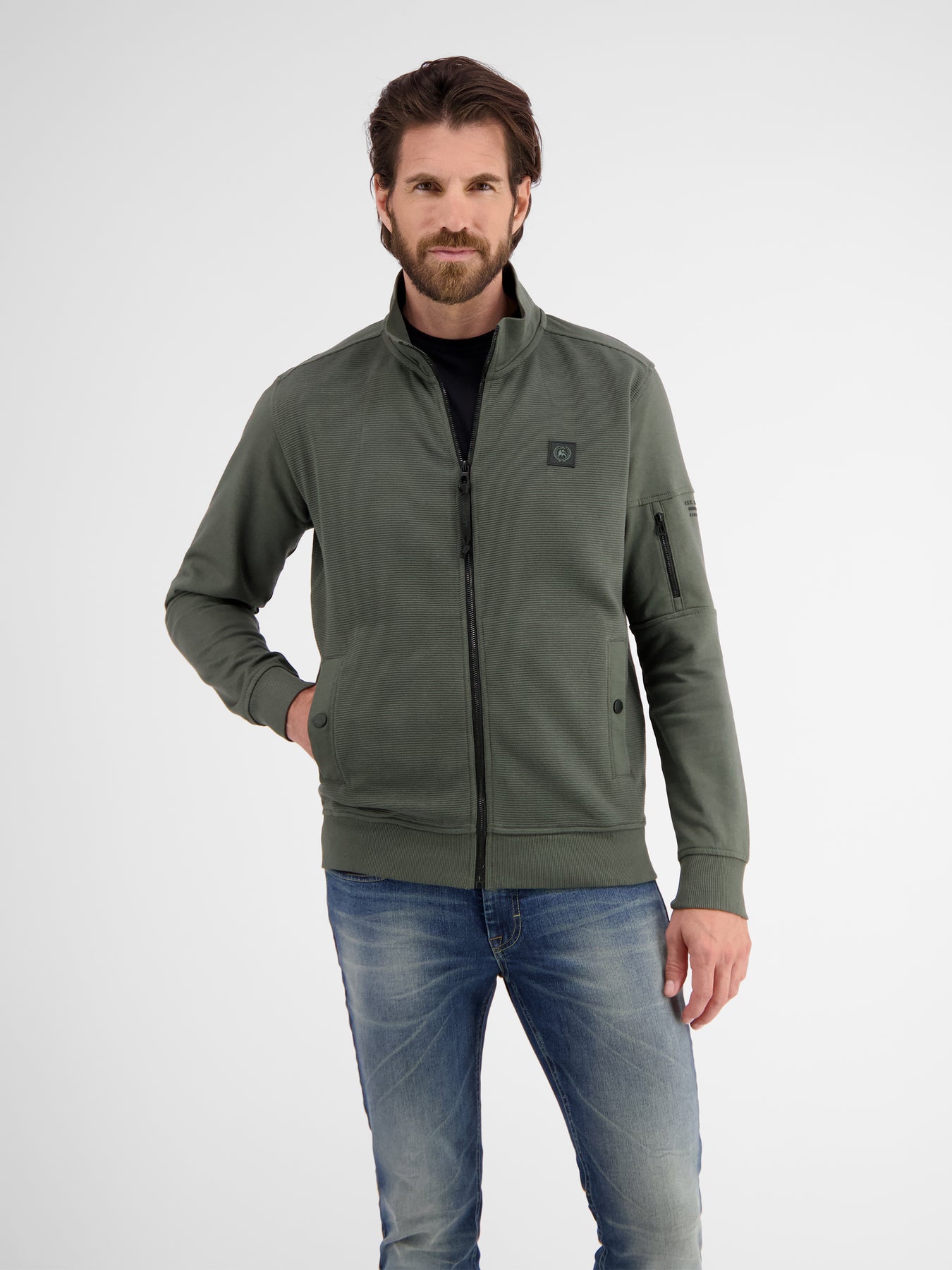 Herren Sweatjacke in Struktur-Baumwollqualität