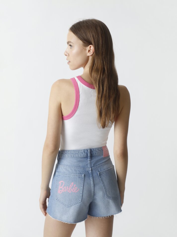 Top cropped Barbie - Rosa/Branco